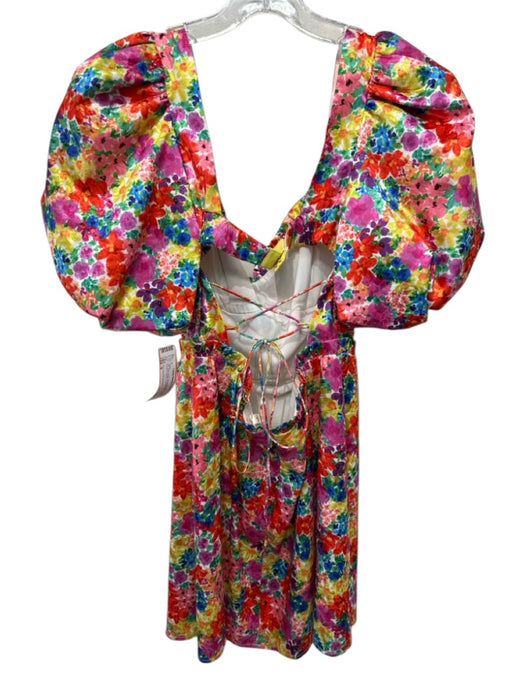 For Love & Lemons Size S red, pink, multi Polyester Blend Satin Mini Dress red, pink, multi / S