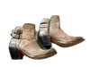 Lucchese Shoe Size 9.5 Taupe Leather Side Zip Buckles Block Heel Booties Taupe / 9.5