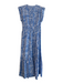 Steve Madden Size S Blue & White Cotton Cap Sleeve Floral Print V Neck Dress Blue & White / S