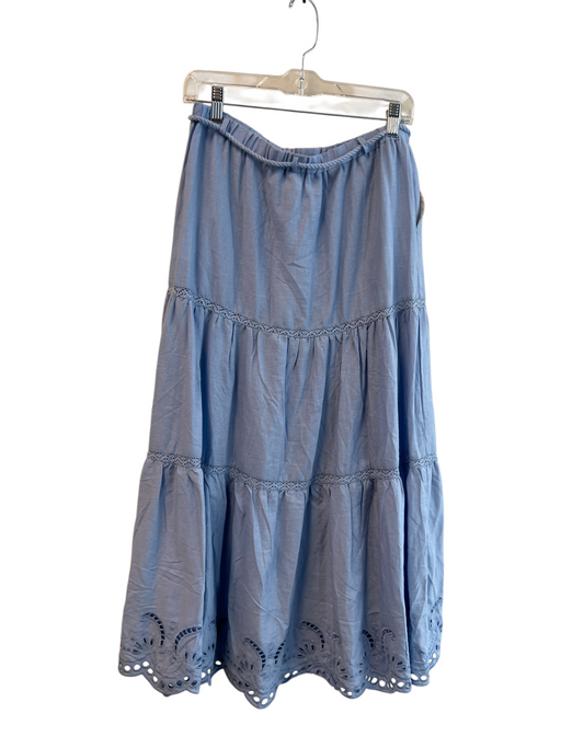 Nicole Miller Size S Baby Blue Linen Blend Elastic & Drawstring Waist Maxi Skirt Baby Blue / S