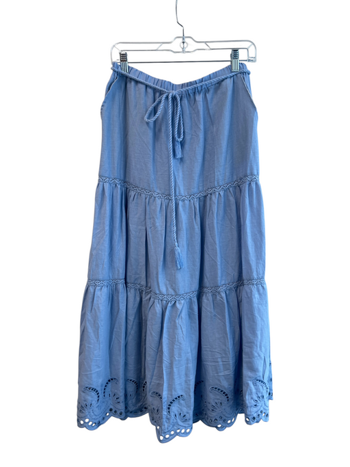 Nicole Miller Size S Baby Blue Linen Blend Elastic & Drawstring Waist Maxi Skirt Baby Blue / S