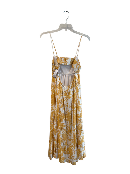 By the River Size S Yellow & White Rayon Spaghetti Strap Floral Print Dress Yellow & White / S