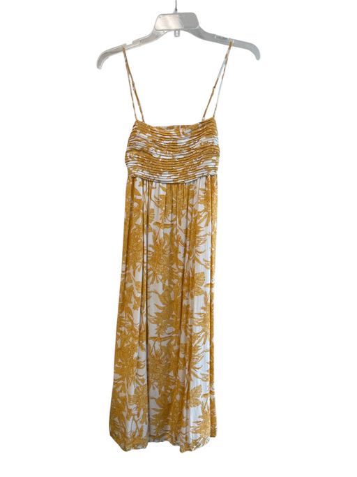 By the River Size S Yellow & White Rayon Spaghetti Strap Floral Print Dress Yellow & White / S