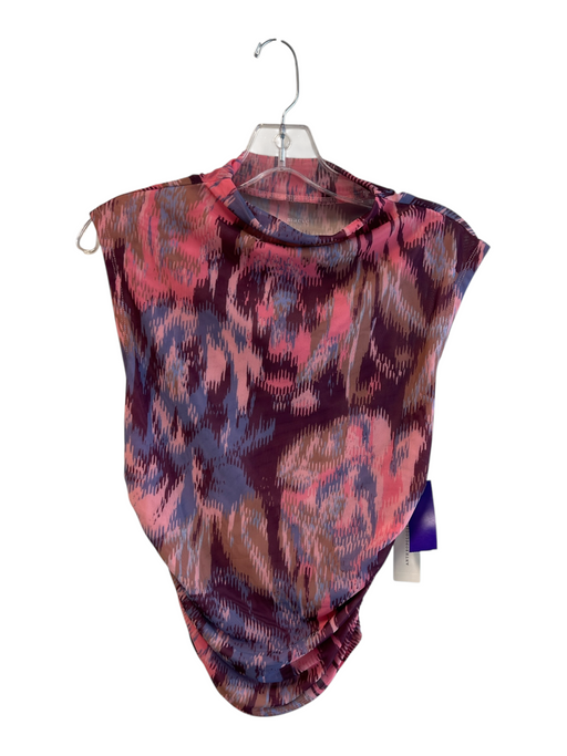 Anthropologie Size S Pink & Multi Polyester Sleeveless Abstract Print Sheer Top Pink & Multi / S