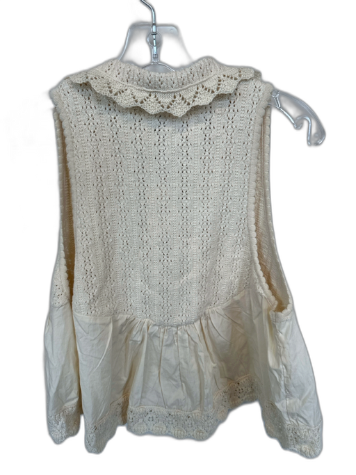 By Anthropologie Size L Cream Nylon Blend Sleeveless Macrame Buttons Top Cream / L