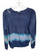Size S Navy & Teal Cotton Tie Dye embroider neck Long Sleeve Sweatshirt Navy & Teal / S