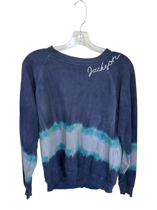Size S Navy & Teal Cotton Tie Dye embroider neck Long Sleeve Sweatshirt Navy & Teal / S