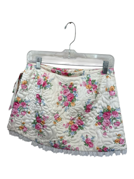 For Love & Lemons Size S Yellow & Pink Recycled Polyester Quilted Flowers Skirt Yellow & Pink / S