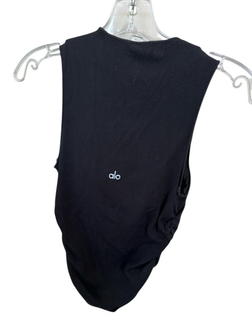 Alo Size S Black Polyester Blend Built in bra Ribbed Sleeveless Athletic Top Black / S