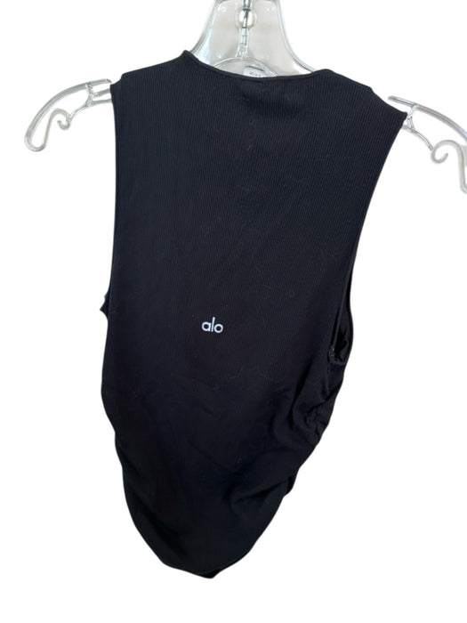 Alo Size S Black Polyester Blend Built in bra Ribbed Sleeveless Athletic Top Black / S