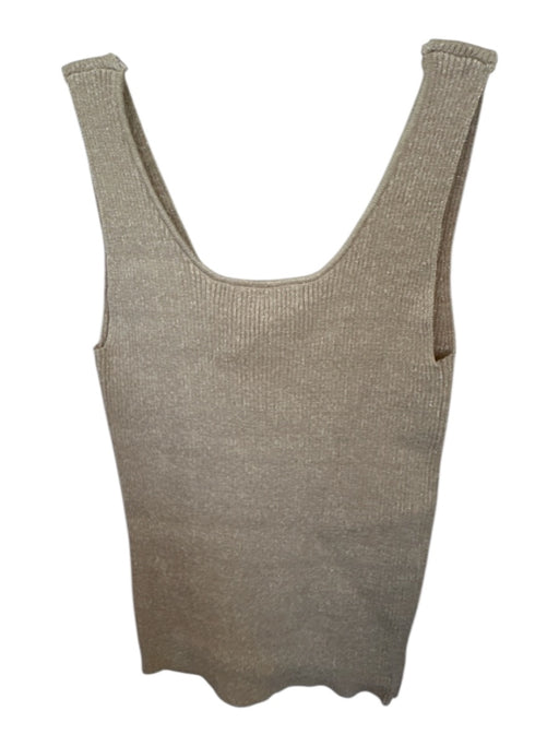 heartloom Size XS Tan & Gold Viscose Blend Sleeveless Metallic Thread V Neck Top Tan & Gold / XS
