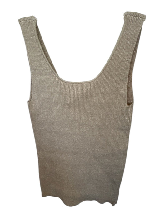 heartloom Size XS Tan & Gold Viscose Blend Sleeveless Metallic Thread V Neck Top Tan & Gold / XS