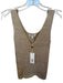 heartloom Size XS Tan & Gold Viscose Blend Sleeveless Metallic Thread V Neck Top Tan & Gold / XS