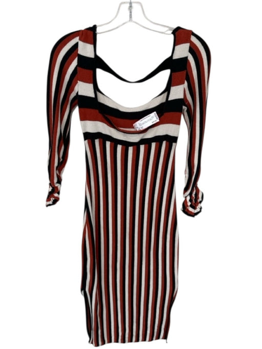 Maeve Size XS Black Orange White Cotton Blend Maxi Scrunch Sleeve Striped Dress Black Orange White / XS