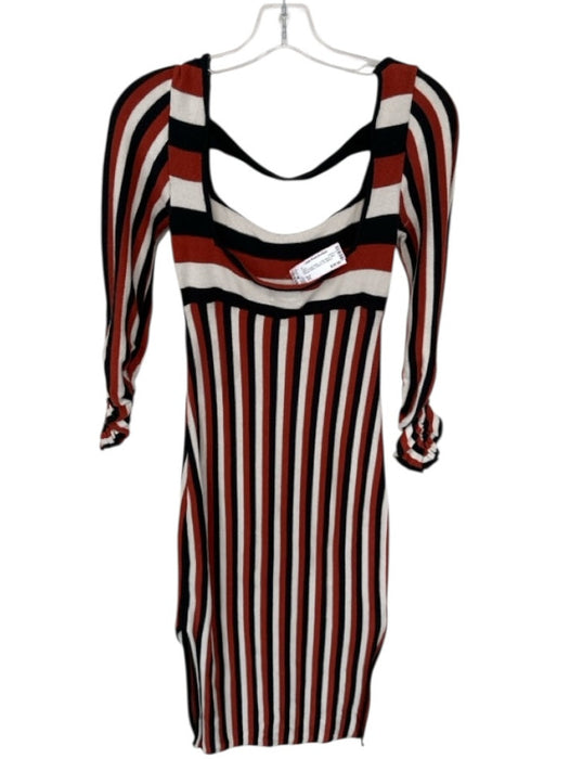 Maeve Size XS Black Orange White Cotton Blend Maxi Scrunch Sleeve Striped Dress Black Orange White / XS