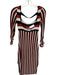 Maeve Size XS Black Orange White Cotton Blend Maxi Scrunch Sleeve Striped Dress Black Orange White / XS