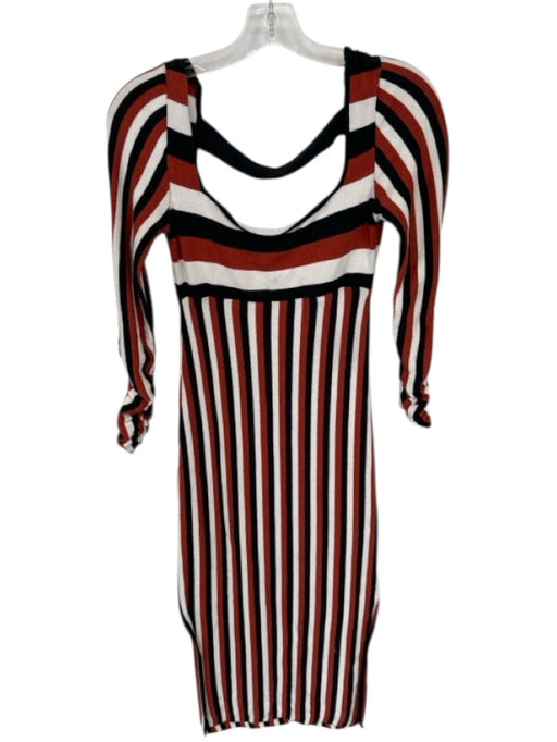 Maeve Size XS Black Orange White Cotton Blend Maxi Scrunch Sleeve Striped Dress Black Orange White / XS