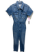 Good American Size 1 Light Wash Cotton Denim Short Sleeve Zip Up Collar Jumpsuit Light Wash / 1