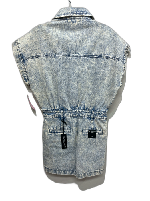 BlankNYC Size S Acid Wash Cotton Denim Collar Button Up Belt Loops Romper Acid Wash / S