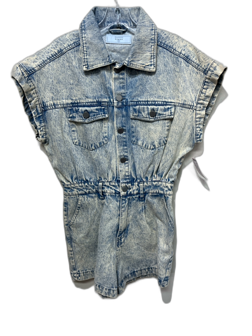 BlankNYC Size S Acid Wash Cotton Denim Collar Button Up Belt Loops Romper Acid Wash / S