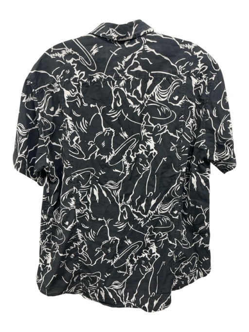 Corridor Size M Dark Gray & White Lyocell Horses Collar Button up Short Sleeve Dark Gray & White / M