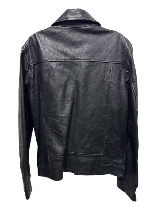 Bolongaro Size M Black Sheep Leather Lapel Fringe Zip Up Moto Jacket Black / M