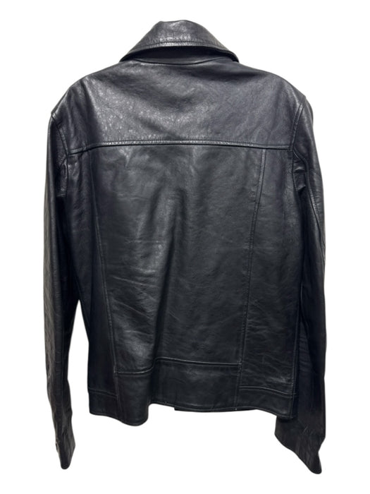 Bolongaro Size M Black Sheep Leather Lapel Fringe Zip Up Moto Jacket Black / M