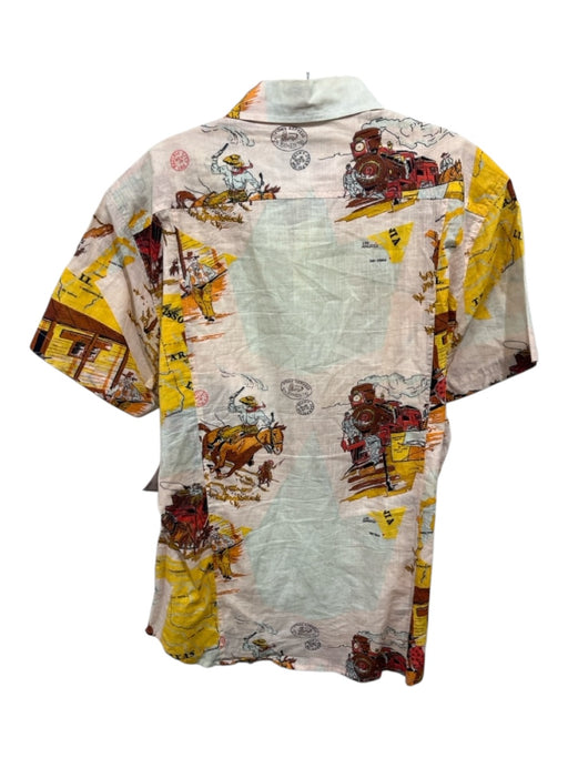 Corridor Size M Yellow, Red, Black Cotton Map Collar Button up Short Sleeve Yellow, Red, Black / M