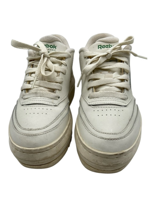 Reebok Shoe Size 7 White & Green Leather Platform lace up Chunky Sneakers White & Green / 7