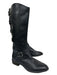 Arturo Chiang Shoe Size 7 Black Leather Side Zip Strappy Detail Round Toe Boots Black / 7