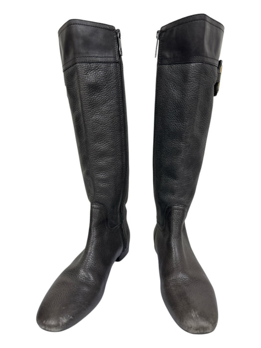 Tory Burch Shoe Size 6.5 Dark Brown Leather Gold hardware Pebbled Side Zip Boots Dark Brown / 6.5