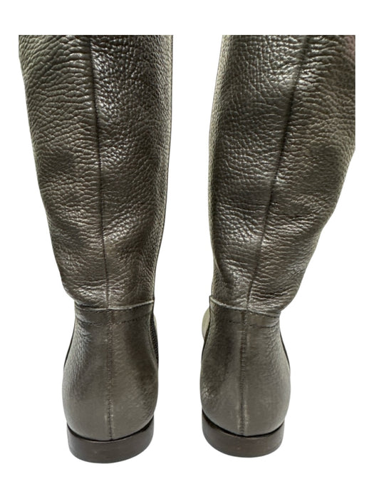 Tory Burch Shoe Size 6.5 Dark Brown Leather Gold hardware Pebbled Side Zip Boots Dark Brown / 6.5