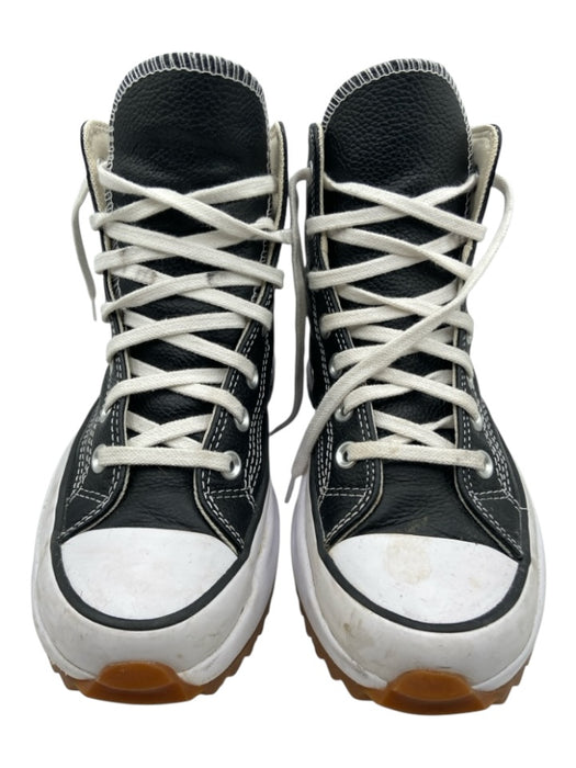 Converse Shoe Size 7 Black & White Leather & Rubber Rubber Sole Sneakers Black & White / 7