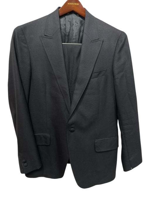 Billy Reid Black Wool Solid One Button Men's Suit Black / 40R