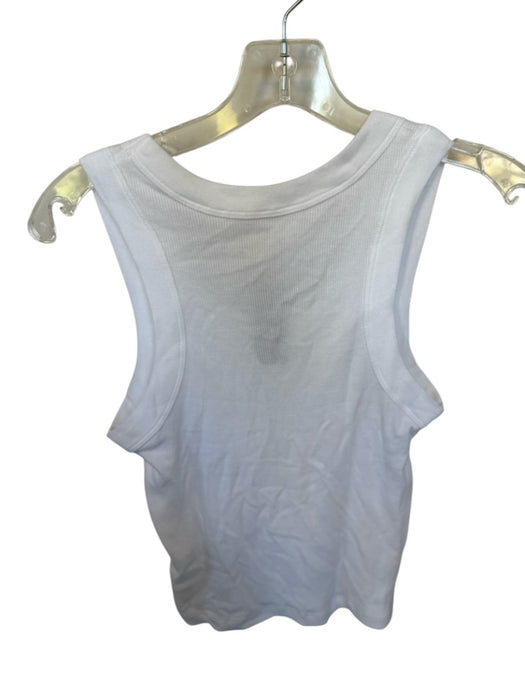 Daily Drills Size XS/S White & Green Cotton Blend Ribbed Logo Patch Tank Top White & Green / XS/S