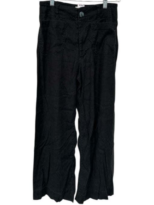 Maeve Size 27 Black Linen High Waist Wide Leg Pants Black / 27