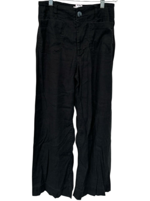 Maeve Size 27 Black Linen High Waist Wide Leg Pants Black / 27