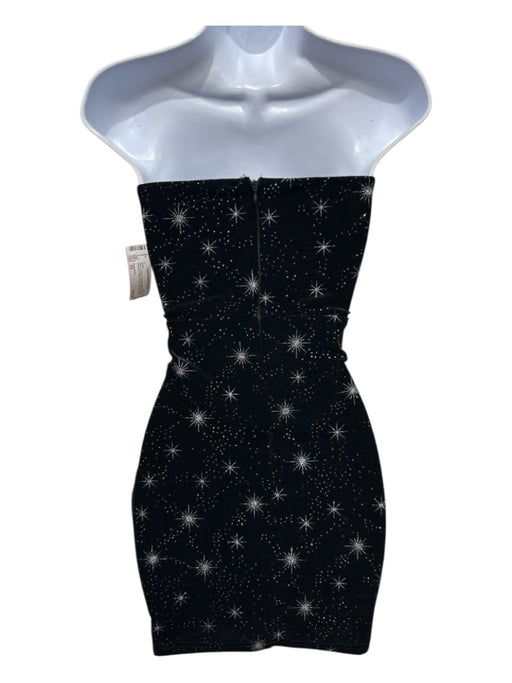 Superdown Size XS Black & Silver Polyester Blend Strapless starburst Dress Black & Silver / XS