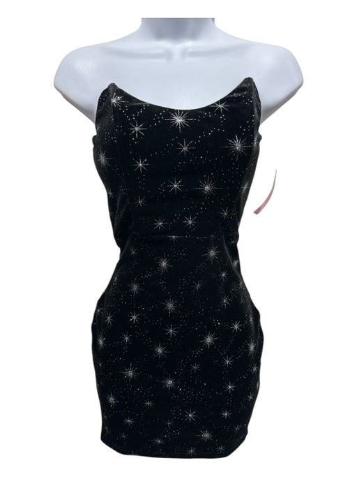 Superdown Size XS Black & Silver Polyester Blend Strapless starburst Dress Black & Silver / XS