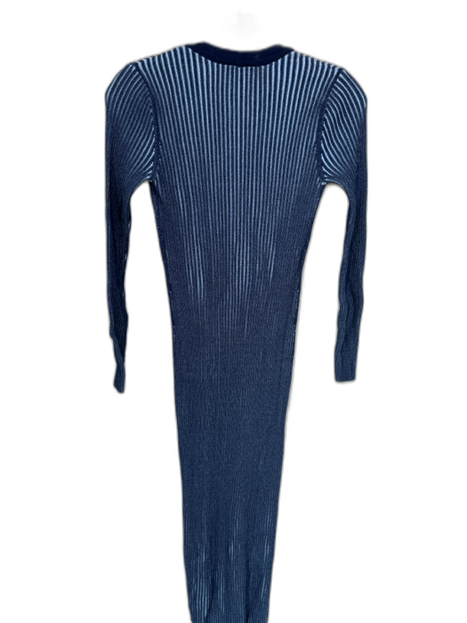 Staud Size Medium Blue Viscose Blend Long Sleeve buttondown Ribbed Dress Blue / Medium