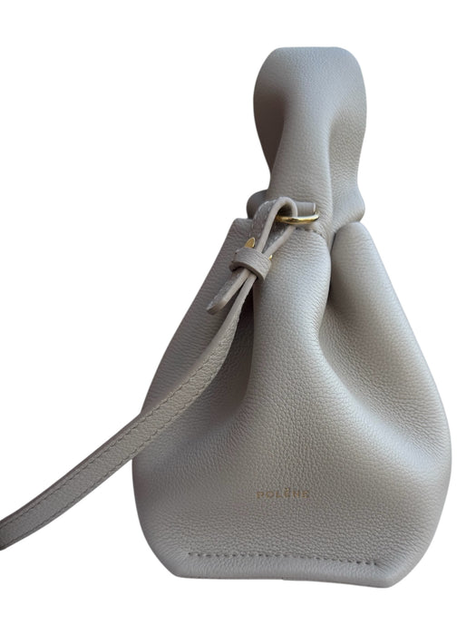 Polene Gray Leather Top Handle Structured Crossbody Strap Bag Gray / S