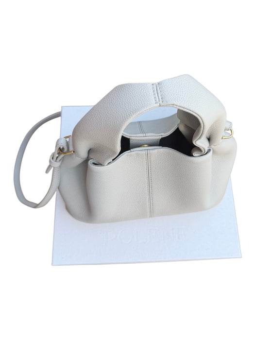 Polene Gray Leather Top Handle Structured Crossbody Strap Bag Gray / S