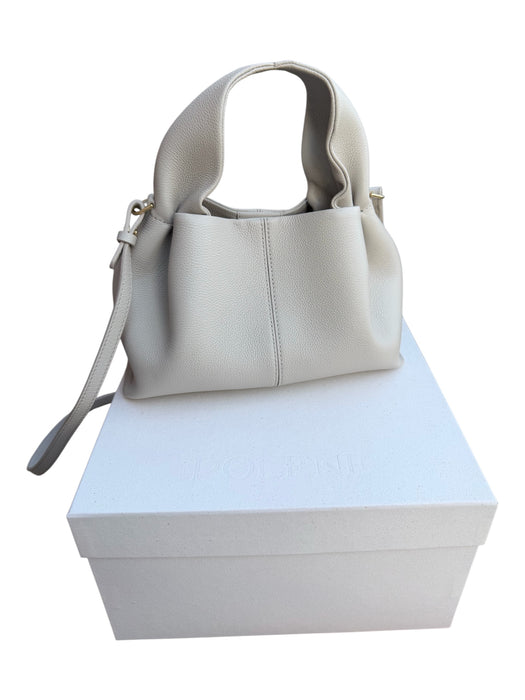 Polene Gray Leather Top Handle Structured Crossbody Strap Bag Gray / S