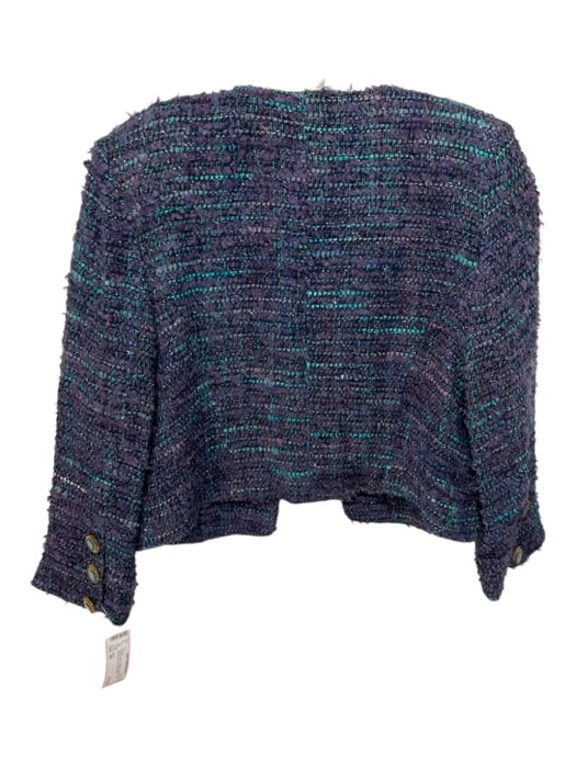 Buru Size XS Purple & Blue Metallic Thread Boucle 3/4 Sleeve Crop Jacket Purple & Blue / XS