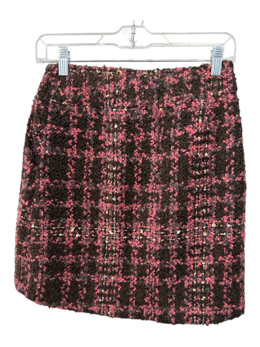 Buru Size S Brown & Pink Boucle Above Knee Back Zip A line Skirt Brown & Pink / S