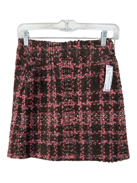 Buru Size S Brown & Pink Boucle Above Knee Back Zip A line Skirt Brown & Pink / S