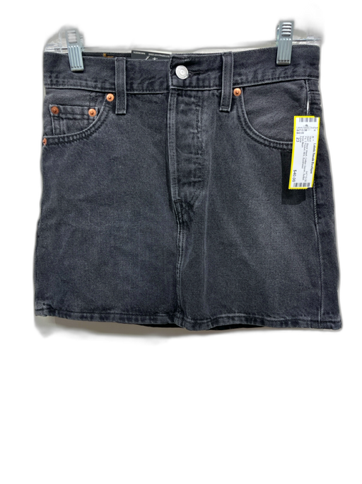 Levis Size 23 Black Wash Cotton Denim Button Fly 5 Pocket Mini Skirt Black Wash / 23
