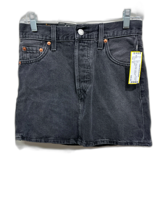 Levis Size 23 Black Wash Cotton Denim Button Fly 5 Pocket Mini Skirt Black Wash / 23