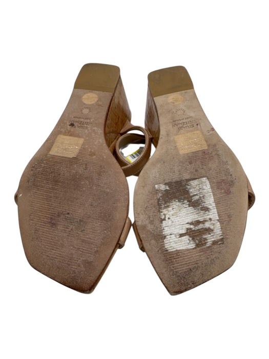 Stuart Weitzman Shoe Size 7 Beige Patent Leather Square Toe 2 Strap Sandals Beige / 7