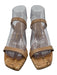 Stuart Weitzman Shoe Size 7 Beige Patent Leather Square Toe 2 Strap Sandals Beige / 7